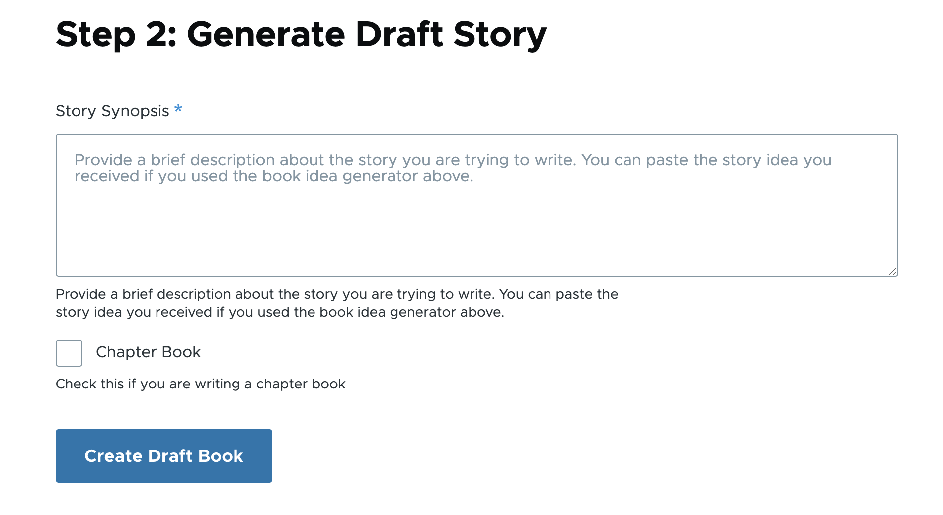 AI draft story generator